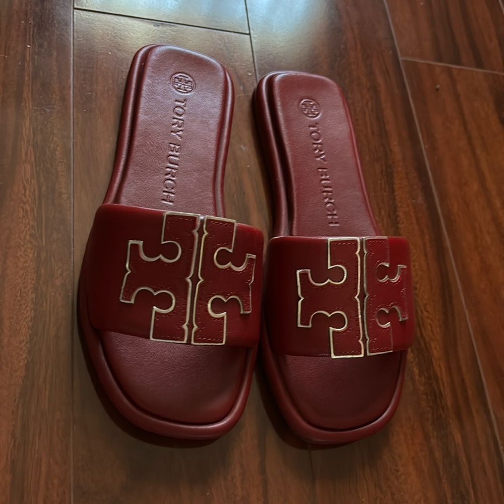 Double T padded leather slides w free shipping
